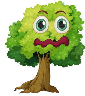 Confounded face green tree clipart