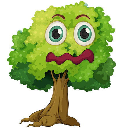 Confounded face green tree clipart