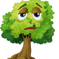 sad face cartoon tree clipart