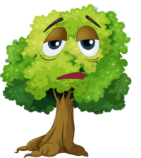 sad face cartoon tree clipart