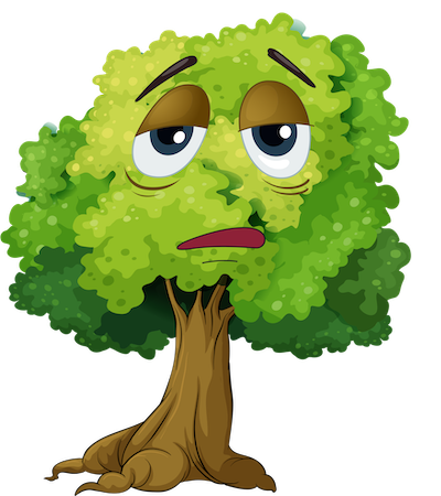 sad face cartoon tree clipart