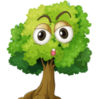 Green forest surprised face tree clipart