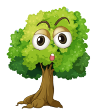 Green forest surprised face tree clipart