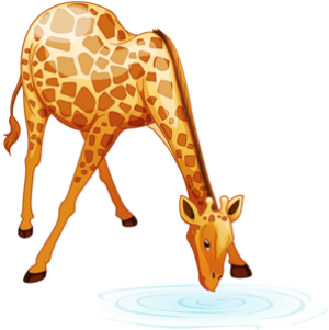 free-download-cartoon-animal-giraffe-drinking-water-clipart