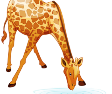 free-download-cartoon-animal-giraffe-drinking-water-clipart