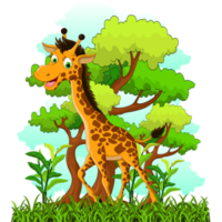 cute-laughing-giraffe-in-trees-clipart